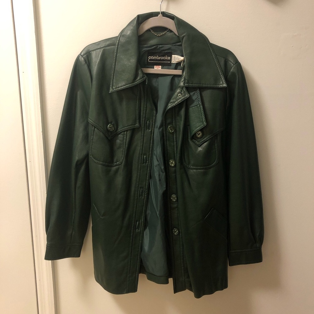 Vintage emerald green leather jacket